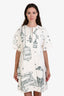 Dolce & Gabbana 2016 Runway White/Green Birdcage Jacquard Short Sleeve Dress Coat Size 36