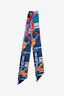 Hermès Blue Silk Belt Graphic Twilly
