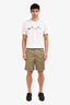 Ami Paris Khaki Cotton Elastic Waistband Ami De Couer Shorts Size Large Mens