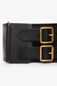 Christian Dior 2020 Black Leather Double Buckle Belt Size 80