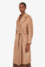 Weekend Max Mara Caramel Virgin Wool Double Breasted Belted Coat Size 8