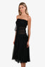 Dolce & Gabbana Black Silk Lace Bodice Midi Dress Size 46
