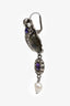 Alexander McQueen Silver Toned Green/Purple June Bug Drop Earrings