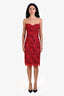 Dolce & Gabbana Black/Red Floral Lace Tube Mini Dress Size 44