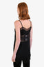 Haelo Black Silk Blend Sheer Lace Detail 'Collage' Mini Slip Dress Size S