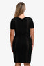 Pre-loved Chanel™ Black Cotton Knit Contrast Stitch Belted Short Sleeve Midi Dress Size 40