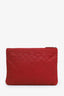 Pre-loved Chanel™ 2016 Red Caviar Leather Medium Boy Zip Pouch