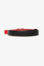 Valentino Black/Red Leather Gold VLogo Buckle Reversible Belt