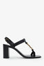 Saint Laurent Black Leather Cassandra Block Heel Sandals Size 37.5