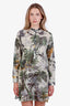 Christian Dior Green Printed Cotton Long Sleeve Mini Dress Size 4