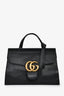 Gucci Black Pebbled Leather GG Marmont Small Top Handle Bag