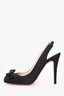 Christian Louboutin Black Satin 'Nooka 100' Slingback Pumps Size 37