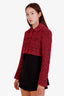 Pre-loved Chanel™ 16K Fuchsia Tweed Houndstooth Cropped Blazer Jacket Size 38