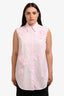 Akris Punto Pink Cotton Poplin Sleeveless Button-Up Shirt Size 10