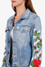 Off-White Blue Cotton Virgil Abloh 2017 Diagonal Roses Denim Jacket Size S