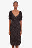 Ba&sh Black/Brown Puffy Sleeve Midi Dress Size L