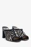 Jimmy Choo Black/White Pony Hair Animal Print Sandals Size 38.5
