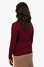 Miu Miu 2024 Burgundy Cashmere Ribbed Logo Collared Sweater Size 36