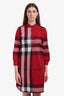 Burberry Red/Black/Grey/White Plaid T-Shirt Dress Size 4
