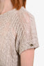 Pre-loved Chanel™ Beige Alpaca Blend Textured Short Sleeve CC Midi Dress Size 40 with Slip