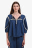 Zimmermann Blue Denim Dark Wash Embroidered Top Size 3