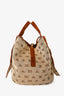 Max Mara Brown Suede Canvas Logo Reversible Tote