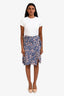 Isabel Marant Blue/Pink Asymmetrical Midi Skirt Size 34