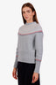 Thom Browne Blue Fair Isle Cashmere Mohair Crewneck Sweater Size 48