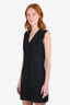 Miu Miu 2023 Navy Pinstriped Wool Buttoned Sleeveless Dress Size 40