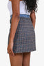 Sandro Blue Denim/Multi Houndstooth Zip Mini Skirt Size 34