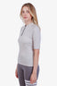 Hermès Grey Wool Quarter Sleeve Zip Top Size M