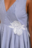 Sandro Blue/White Stripe V-Neck Back Tie Embroidered Mini Dress Size 2