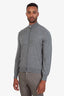 Brunello Cucinelli Grey Cashmere Zip-Up Sweater Size 48 Men's