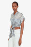 Pierre Balmain White/Black Silk Vintage Paisley Print Top Size 44