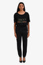 Moncler Black Cotton Logo Patch Draw Strings Sweat Pants Size S
