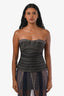 La Perla Brown Wool Mesh Overlay Bustier Top Size 44