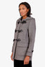 Burberry Grey Wool Toggle Hooded Duffle Coat Size 8