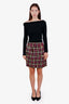 Versace Pink/Multicolour Tweed Check Medusa Mini Skirt Size 42