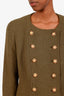 Pre-loved Chanel™ 1996 Olive Green Wool CC Button Double Breasted Jacket Estimated Size S