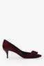 Roger Vivier Burgundy Suede Bow Kitten Heels Size 39