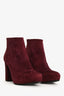 Bottines Prada en daim bordeaux, pointure 36,5