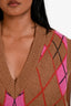 Ganni Brown/Pink Wool Argyle Sweater Vest Size L