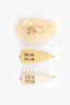 Miu Miu Yellow/White Miu Miu Logo Hair Clip Set of 3