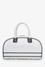 Christian Dior 2021 White Calfskin Medium Dior Vibe Zip Bowling Bag with Strap