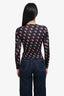 Marine Serre 2019 Black/Pink All Over Moon Long-Sleeve Top Size S