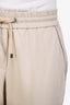Brunello Cucinelli Beige Cotton Cuffed Jogger Pants Size Medium