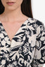 Weekend Max Mara White/Black Jersey Floral Print S/S Knee Length Dress Size S