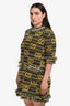 Gucci Black/Yellow Fringe Tweed Short Sleeve Dress Size L