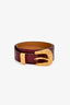 Hermès Burgundy Leather Western Style Belt with Gold Buckle Size 70