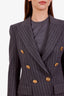 Alexandre Vauthier Grey Wool Pinstripe Double Breasted Blazer Size 38